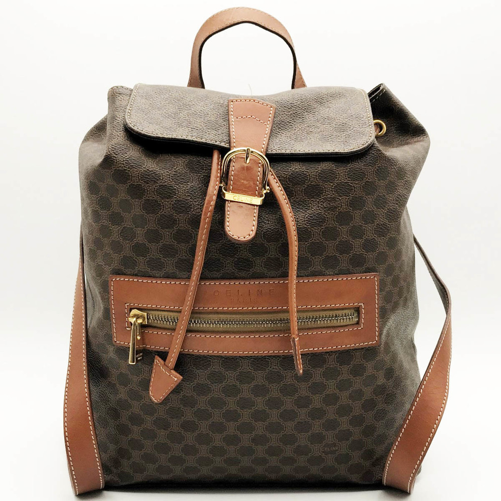 Celine Macadam Pattern Backpack Daypack Brown Pvc - image 1